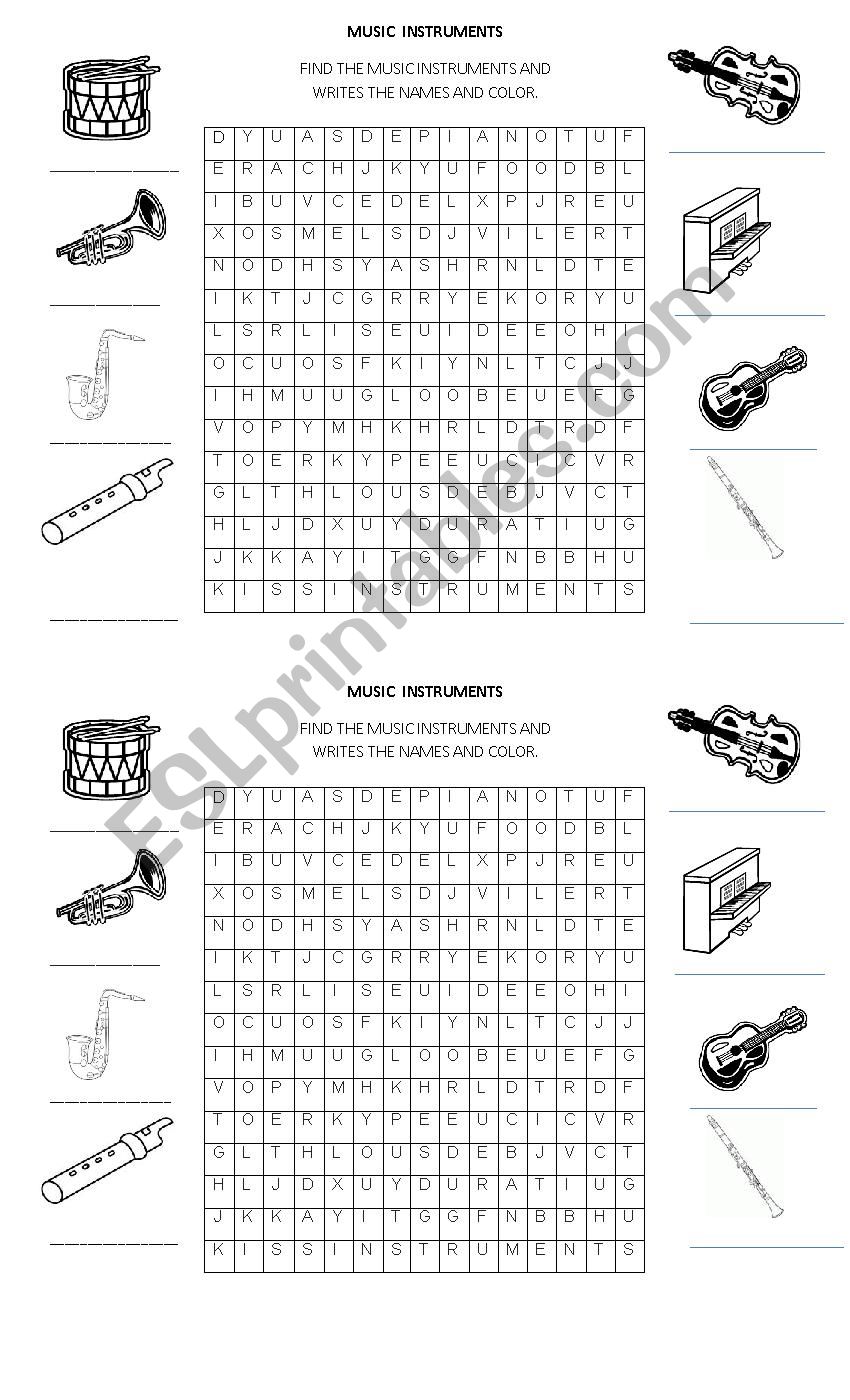 MUSIC INSTRUMENTS worksheet