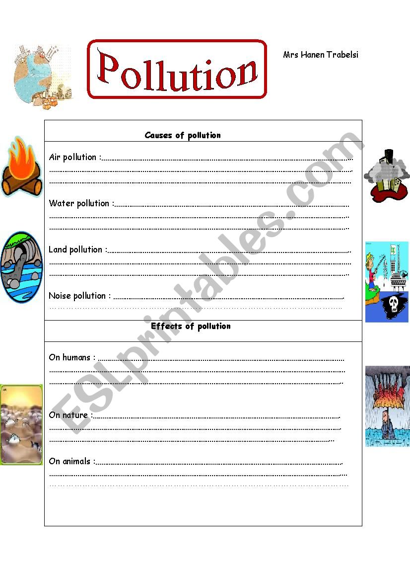 Pollution worksheet