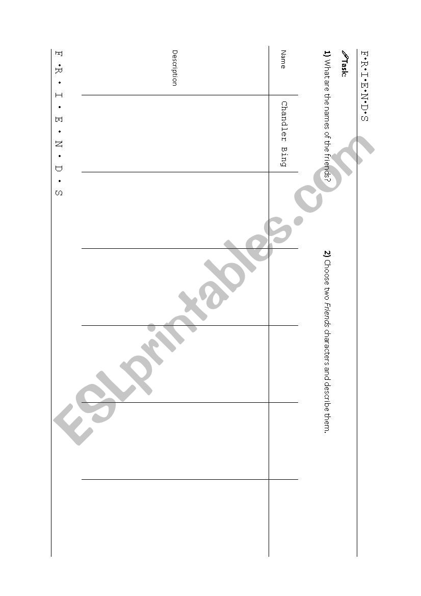 Friends - sitcom who is who worksheet