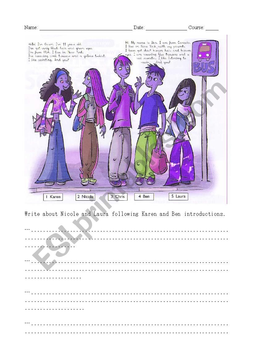 PEOPLE INTRODUCTIONS_WRITING worksheet