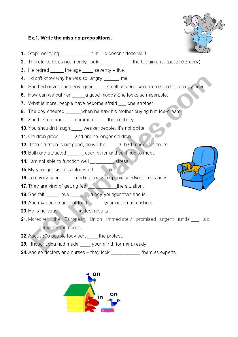 Prepositions worksheet