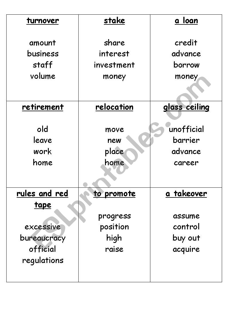 Taboo Business English worksheet