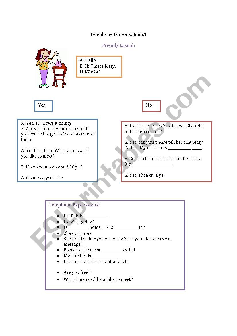 Telephone Conversation EASY Practice Role Play