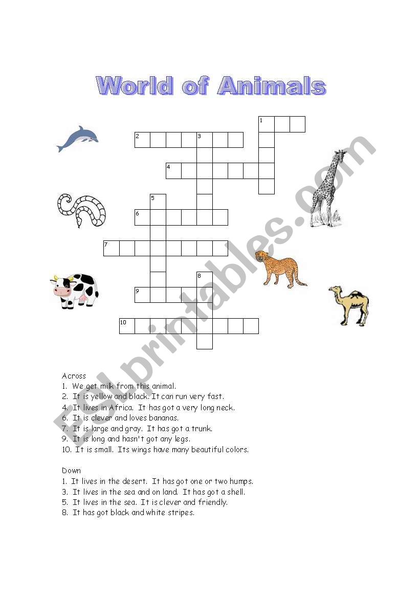 World of Animals worksheet