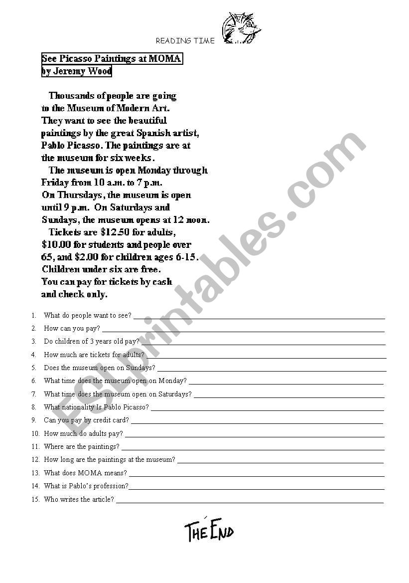 reading time worksheet