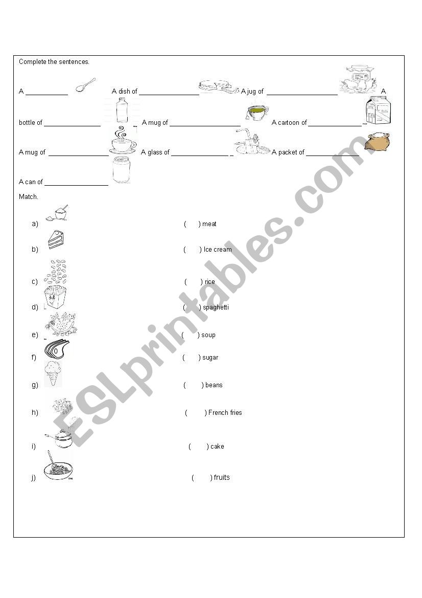 Foods worksheet