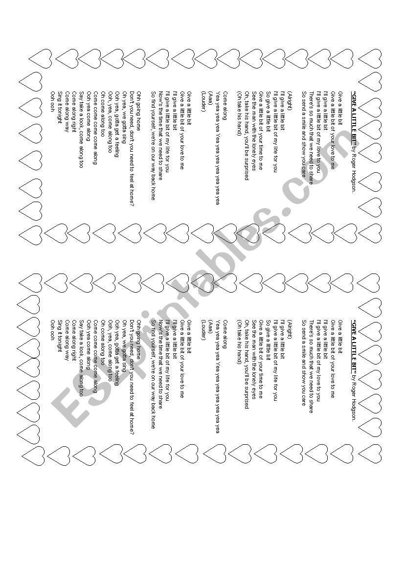 Saint Valentines song worksheet