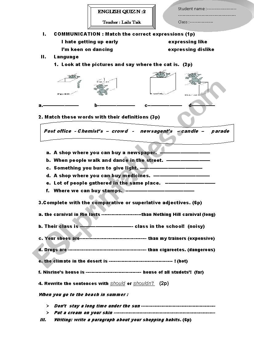 test  worksheet