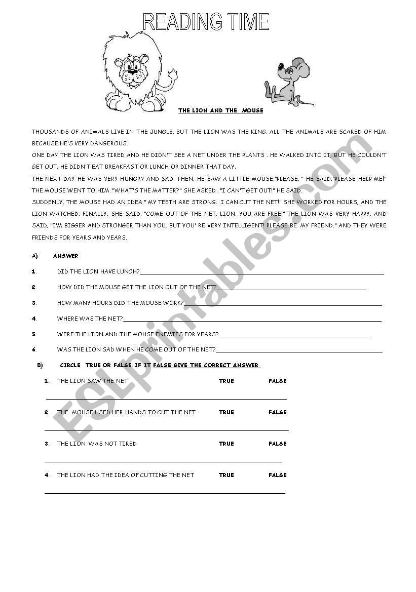 READING TIME worksheet