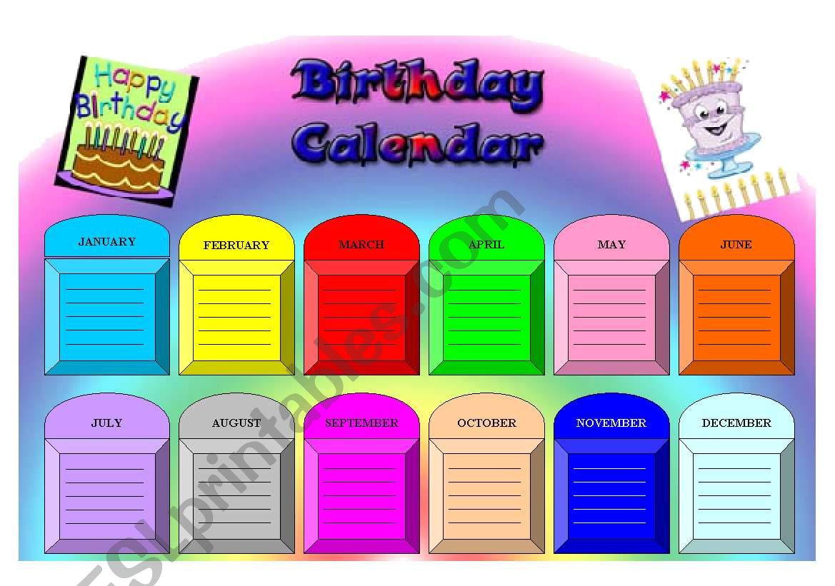 Birthday Calendar worksheet