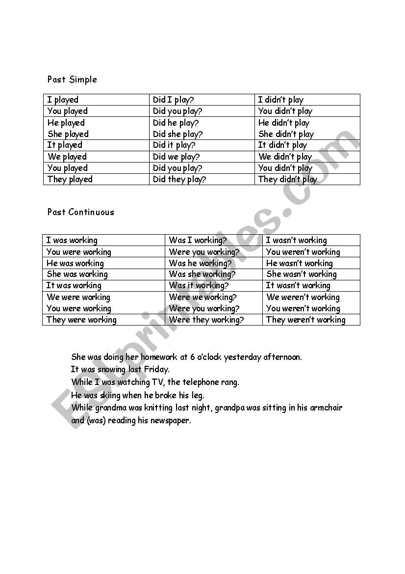 Past Simple-Past Continuous worksheet