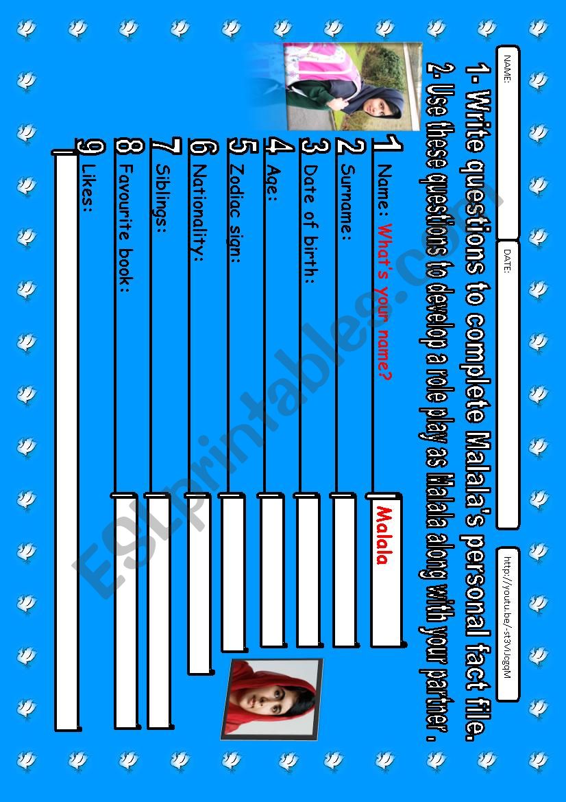 MALALA worksheet