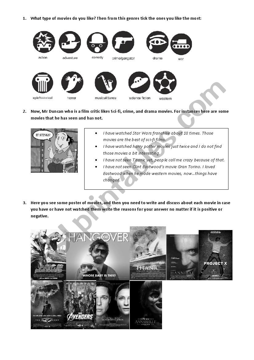 Talking about movies worksheet