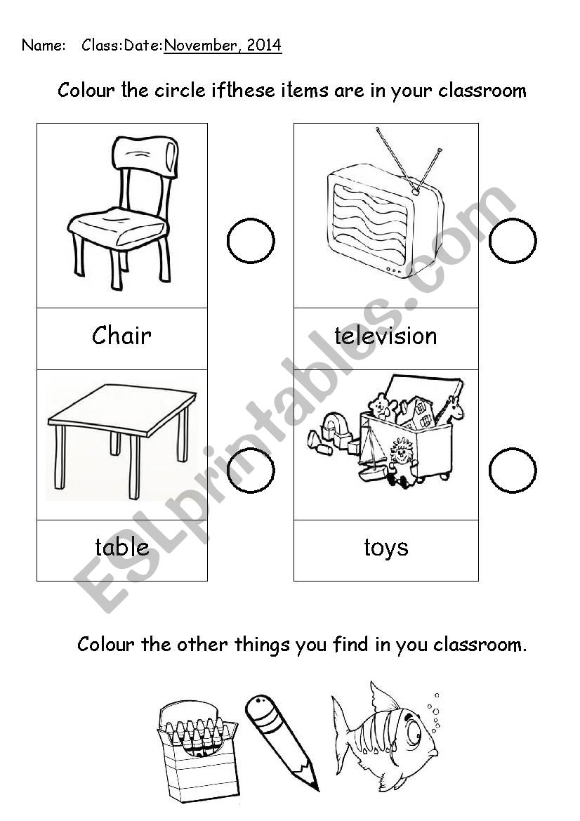 My school My Classroom worksheet