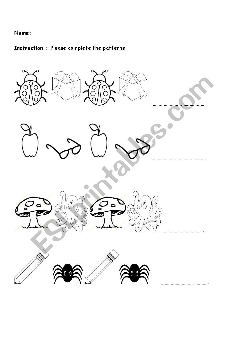 Easy Patterns worksheet