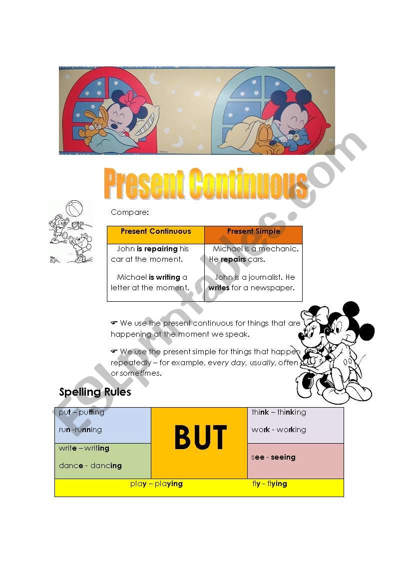 Present Continuous worksheet