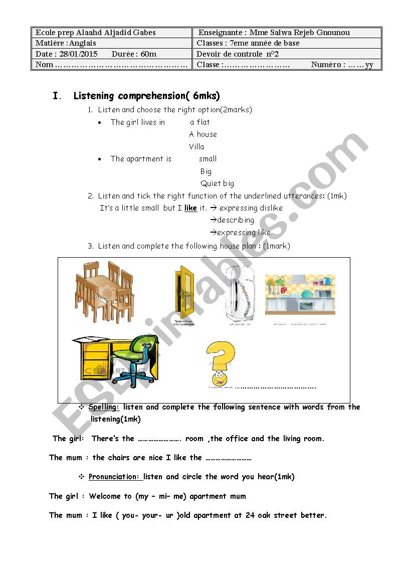 listening  worksheet