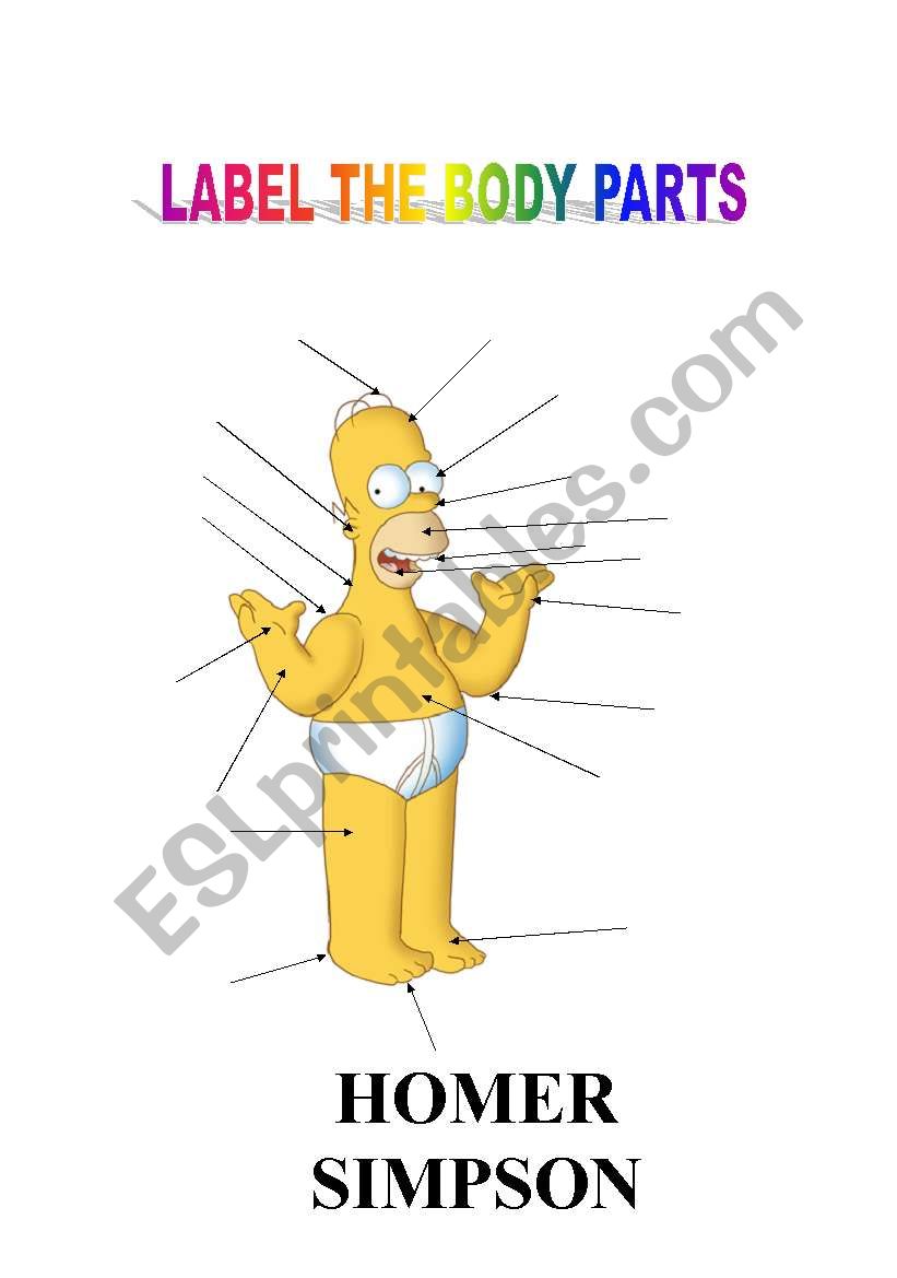 HOMER SIMPSON BODY PARTS worksheet