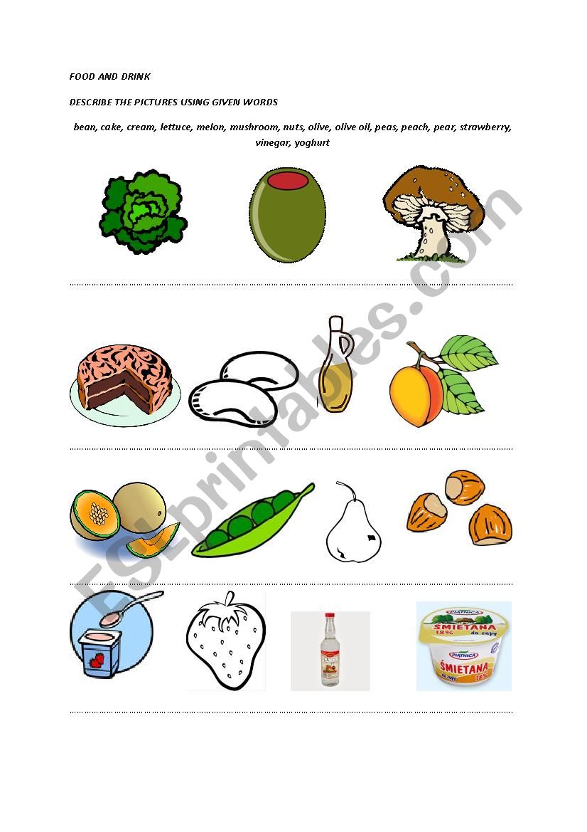 Food and drink worksheet