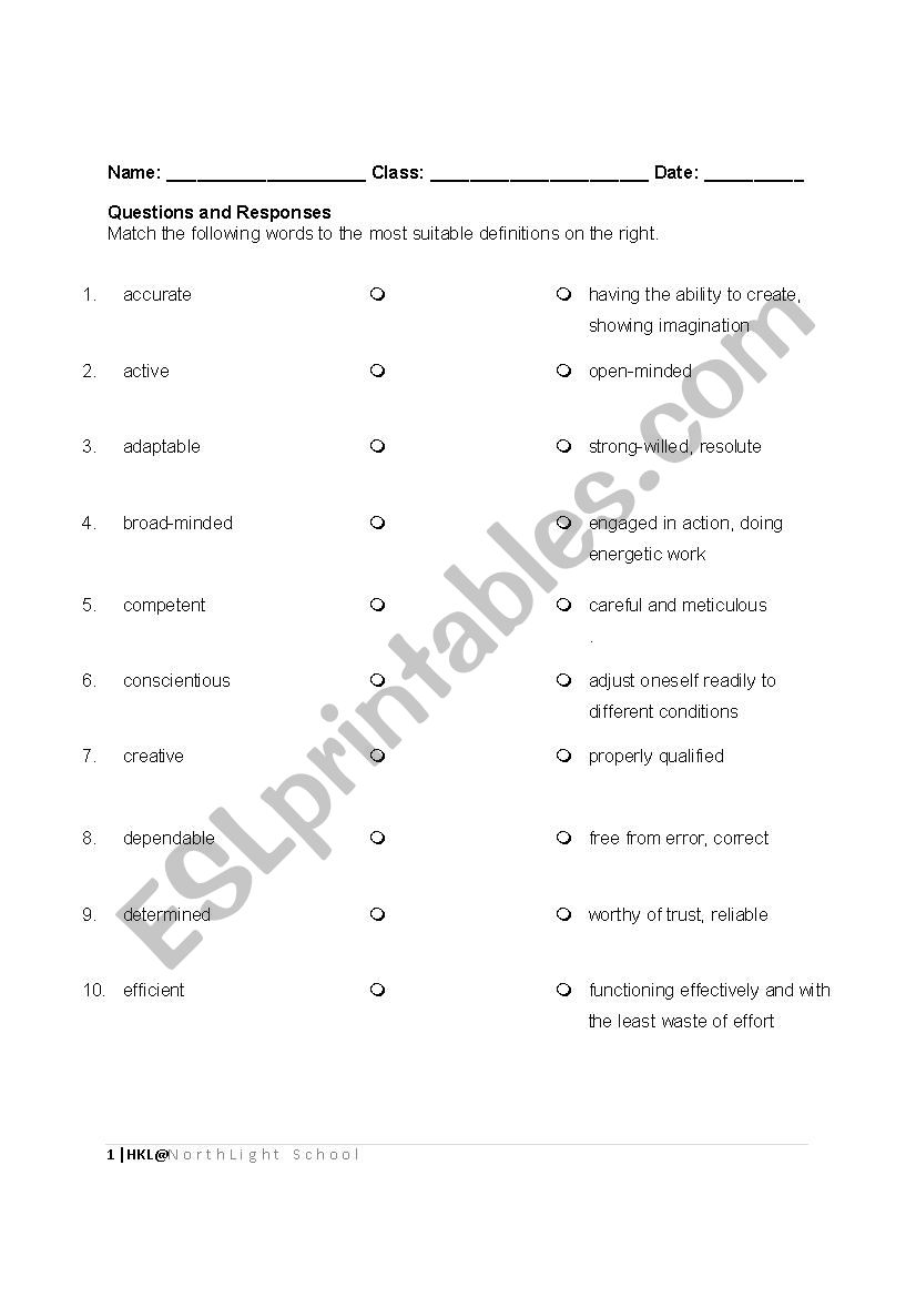 Resume English: Personal Attributes