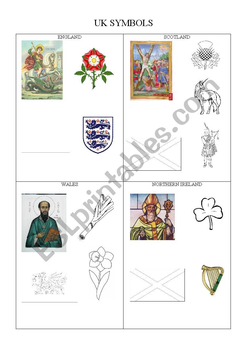 UK symbols worksheet