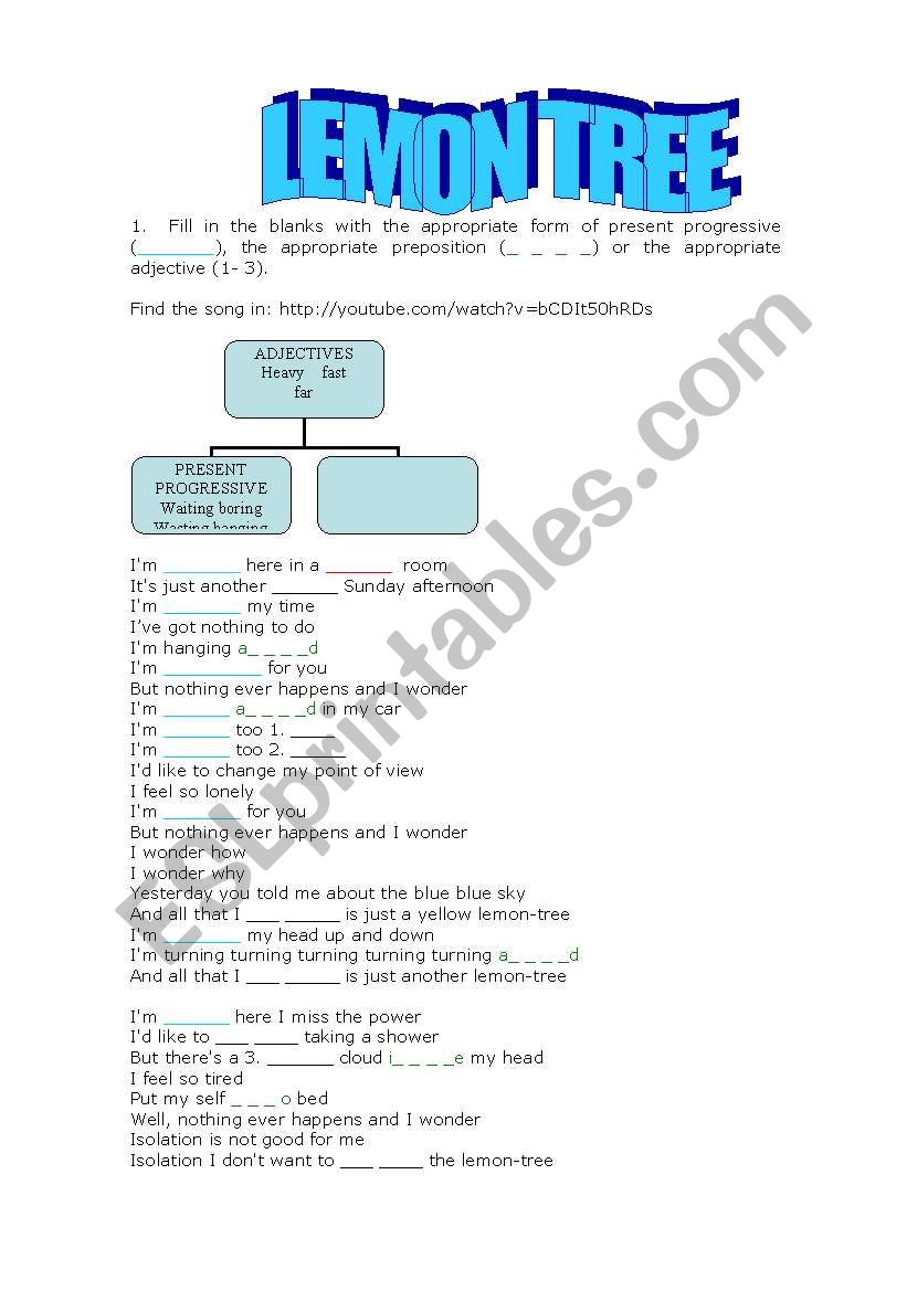 LEMON TREE worksheet