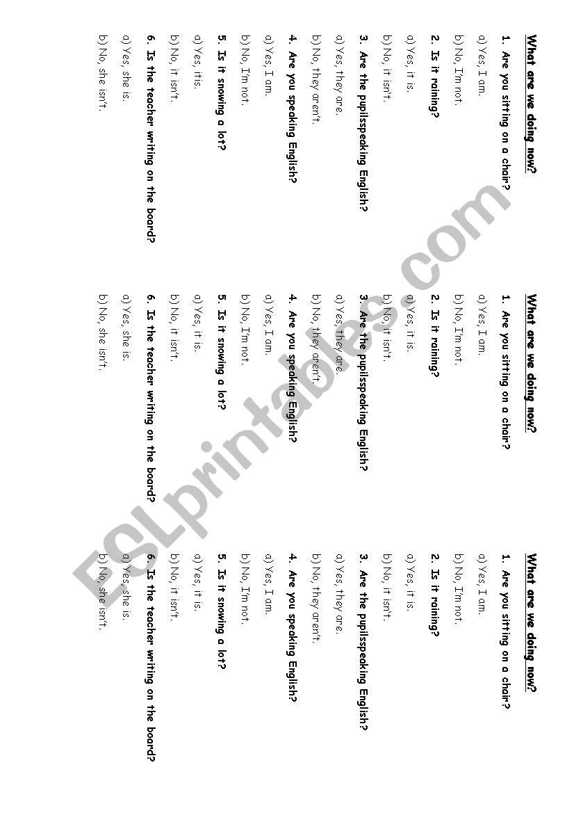 Questions in present continuous