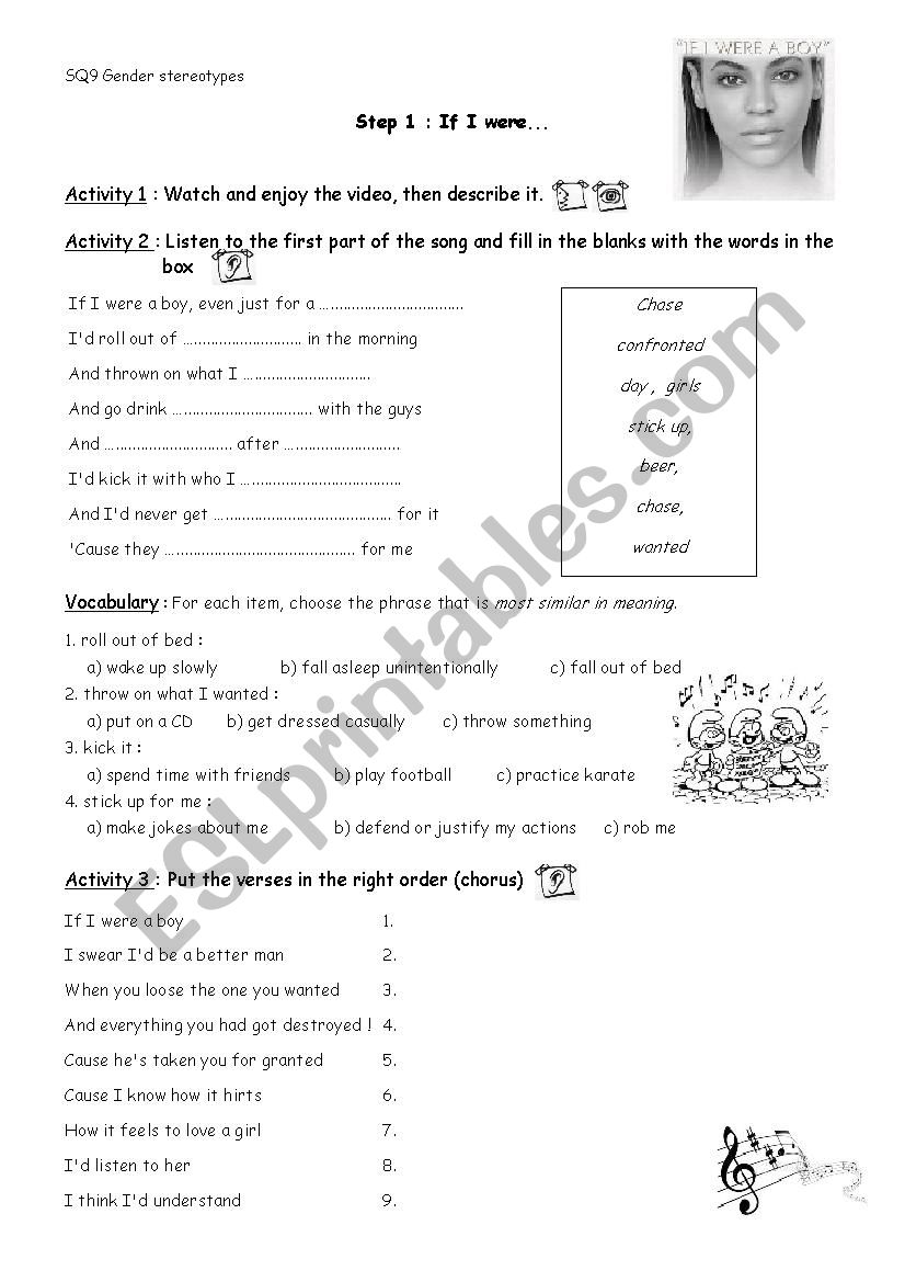 If I were a boy - Beyonce worksheet