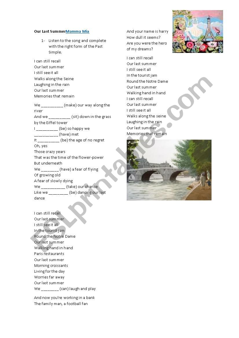 Our Last Summer by ABBA - Simple Past practice