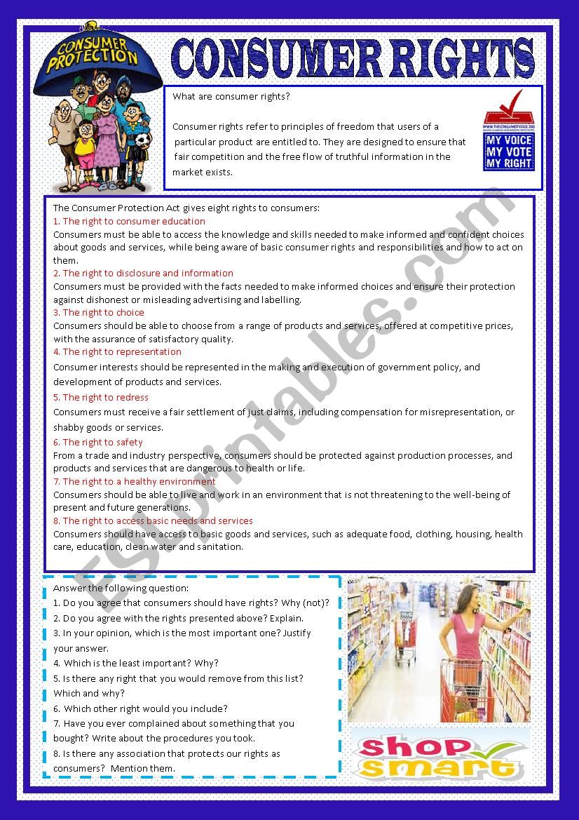 Consumer Rights worksheet