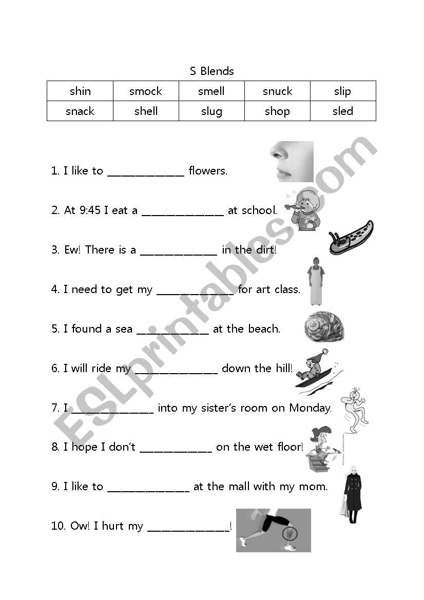 s-blend fill-in-the-blanks worksheet