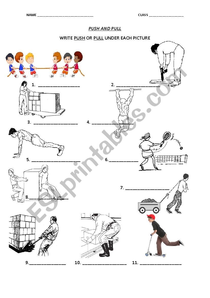 PUSH AND PULL worksheet