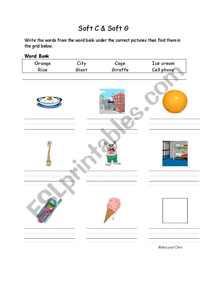 Soft G & Soft C worksheet