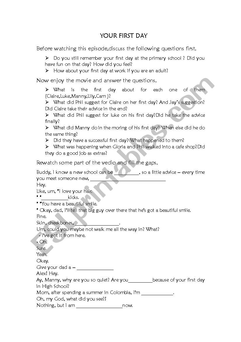 moder famliy season5 episode2 worksheet