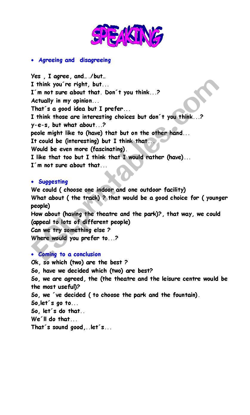 speaking PET(PART 2) worksheet