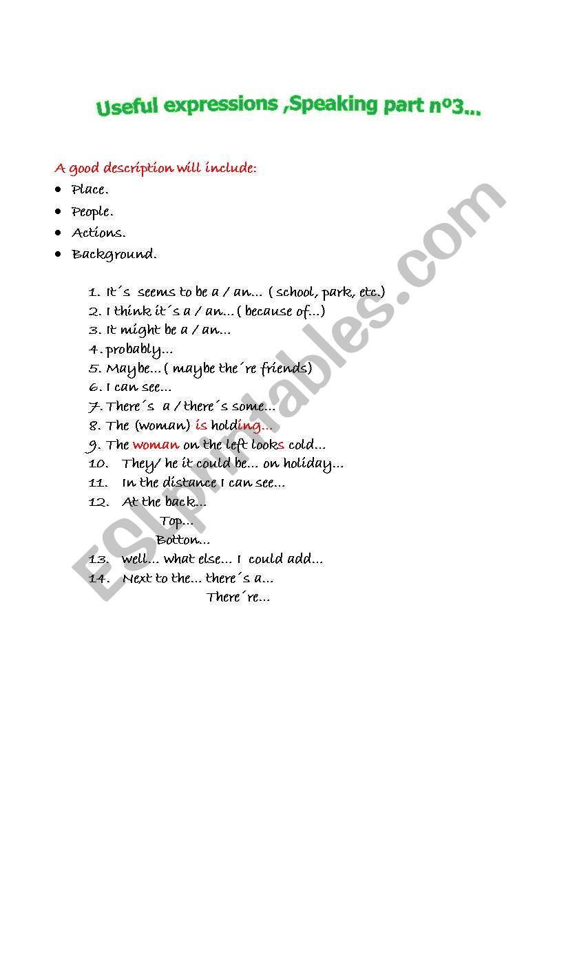 SPEAKING PART 3 ,PET EXAM worksheet