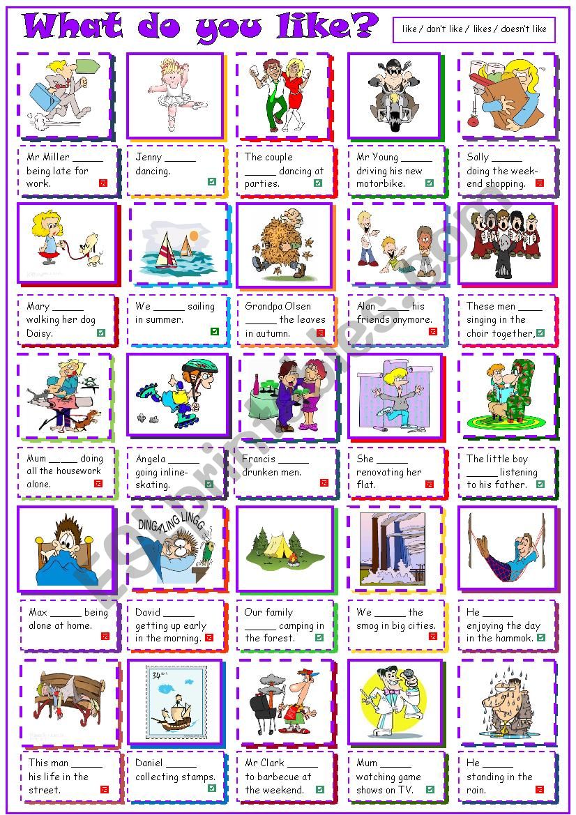 What do you like? worksheet