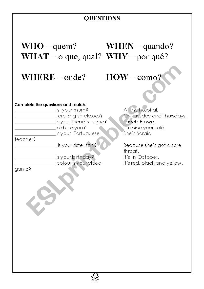 Making questions worksheet