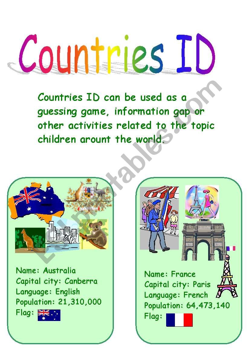 Countries ID-1 worksheet