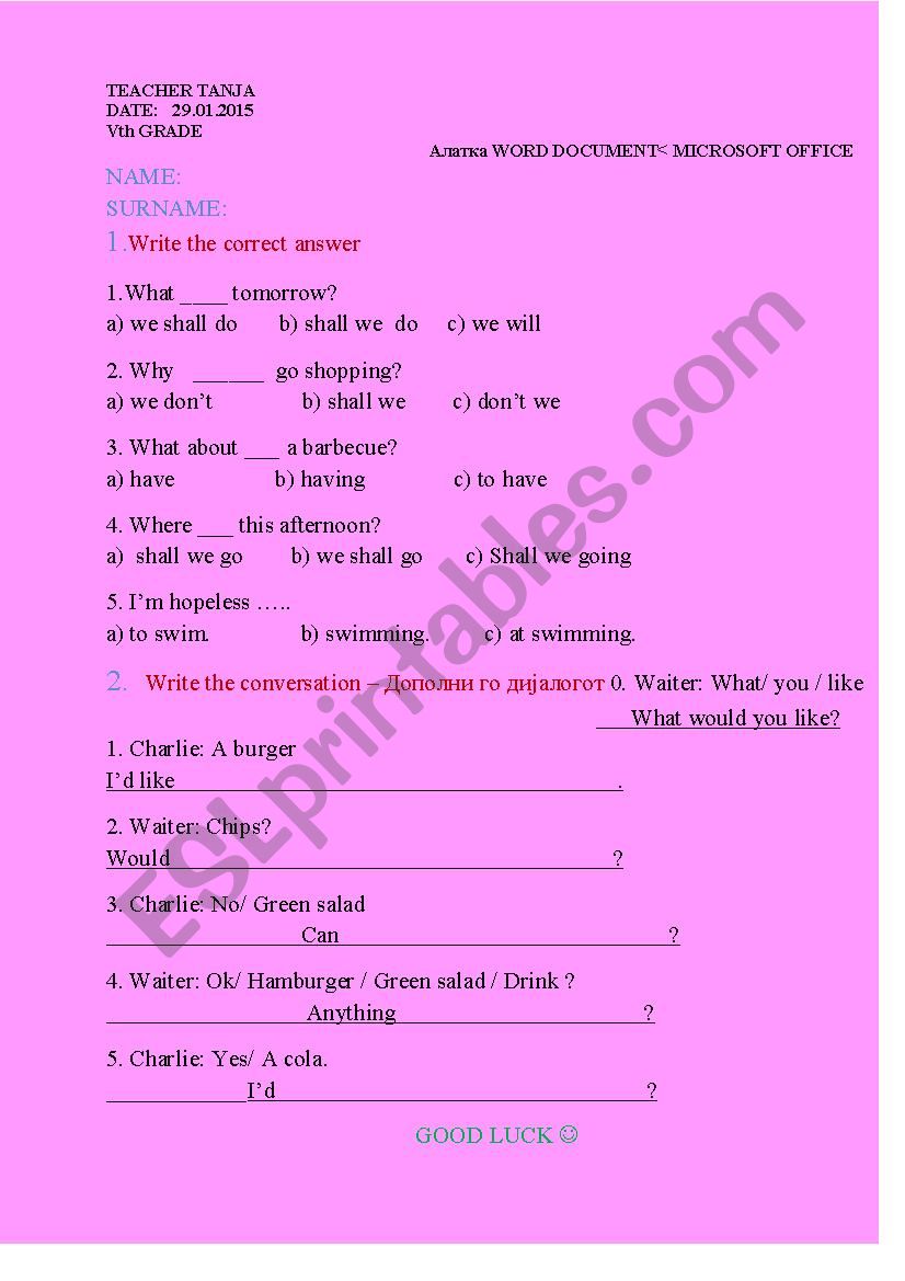 Asking and giving suggestions worksheet