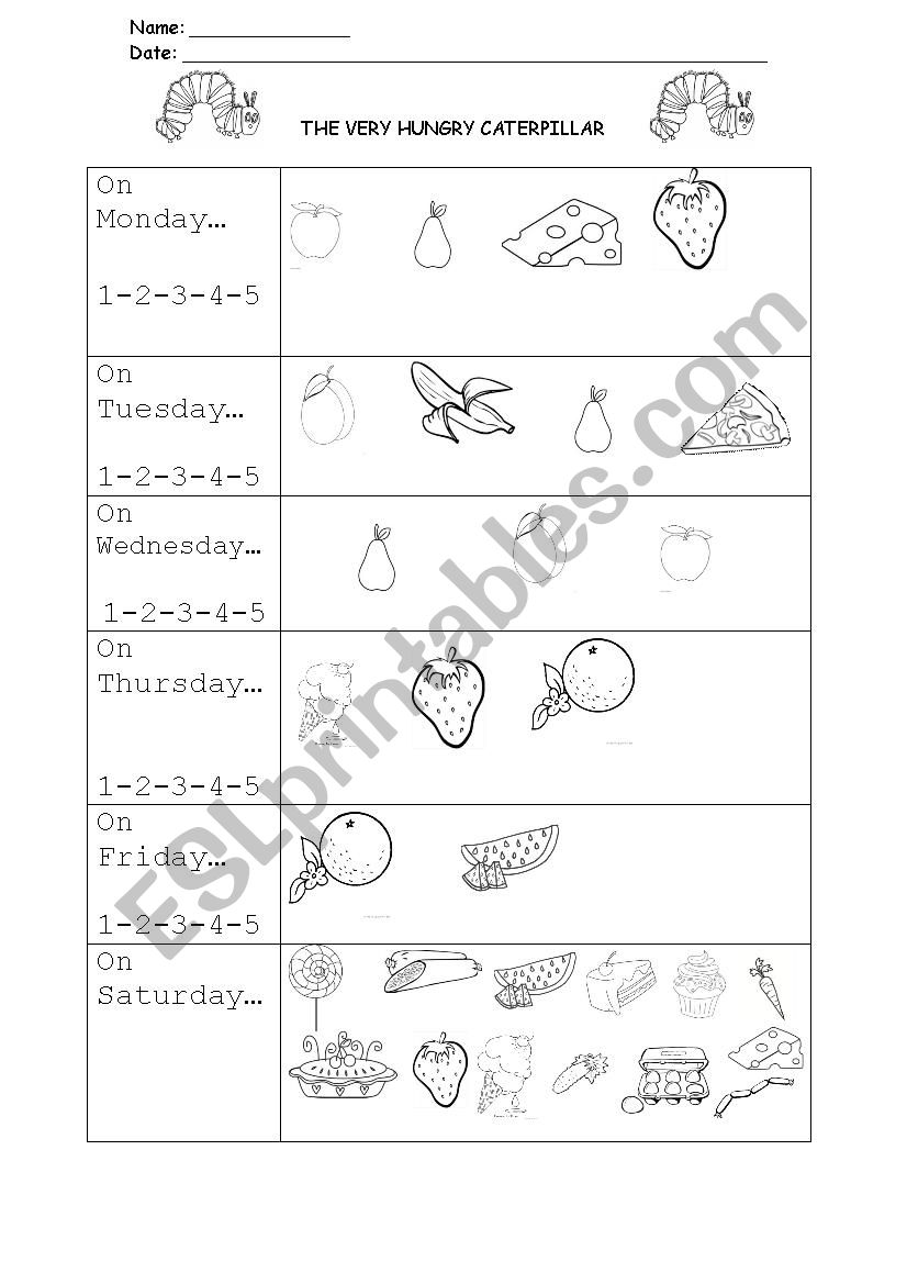 The very Hungry Caterpillar Listening-worksheet