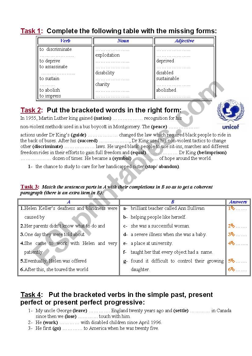 review 3eme philanthropy worksheet