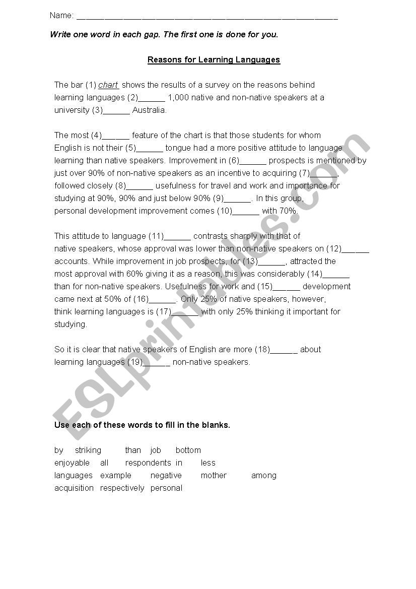 reasons_for_learning_English worksheet
