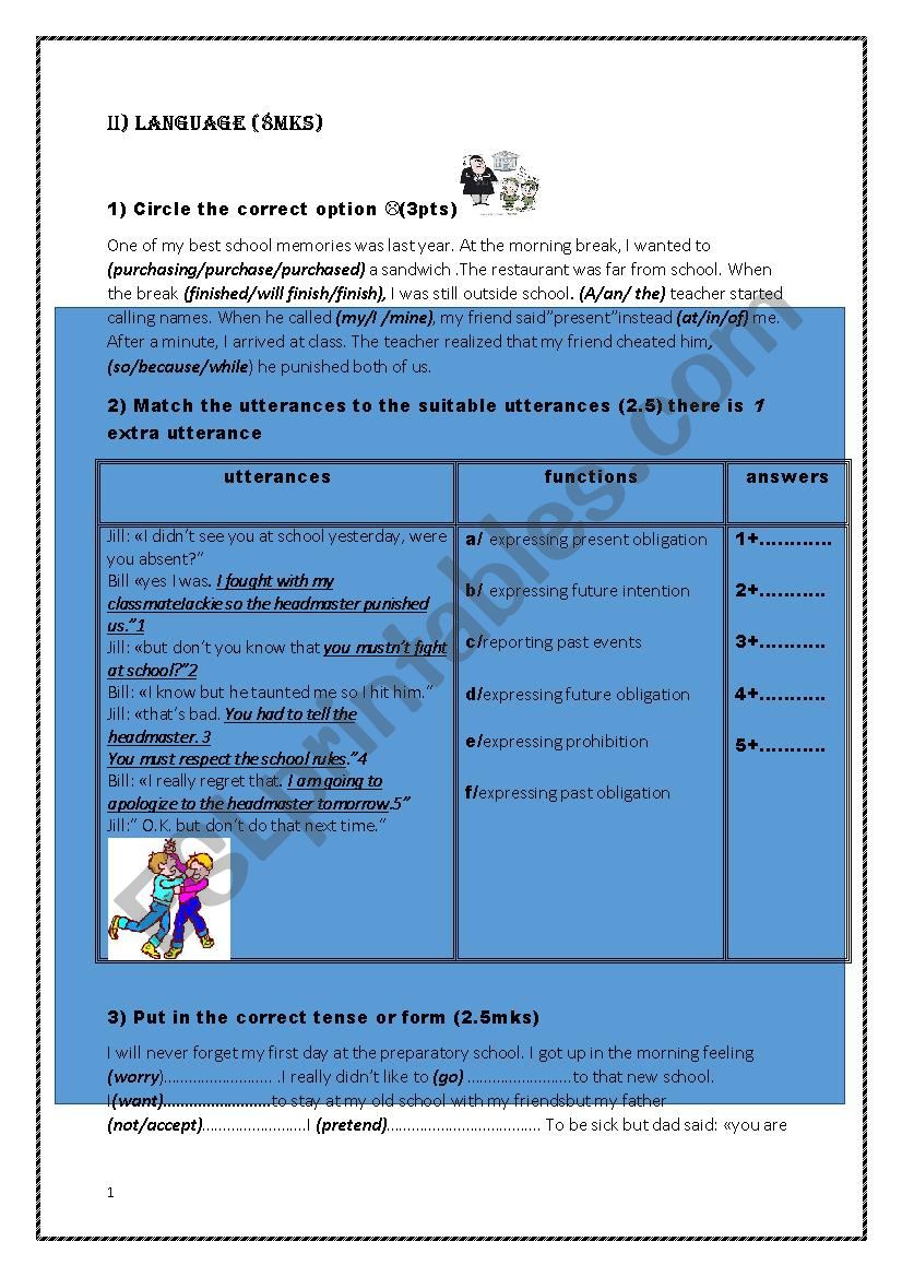 9th form end- of- term test number 1