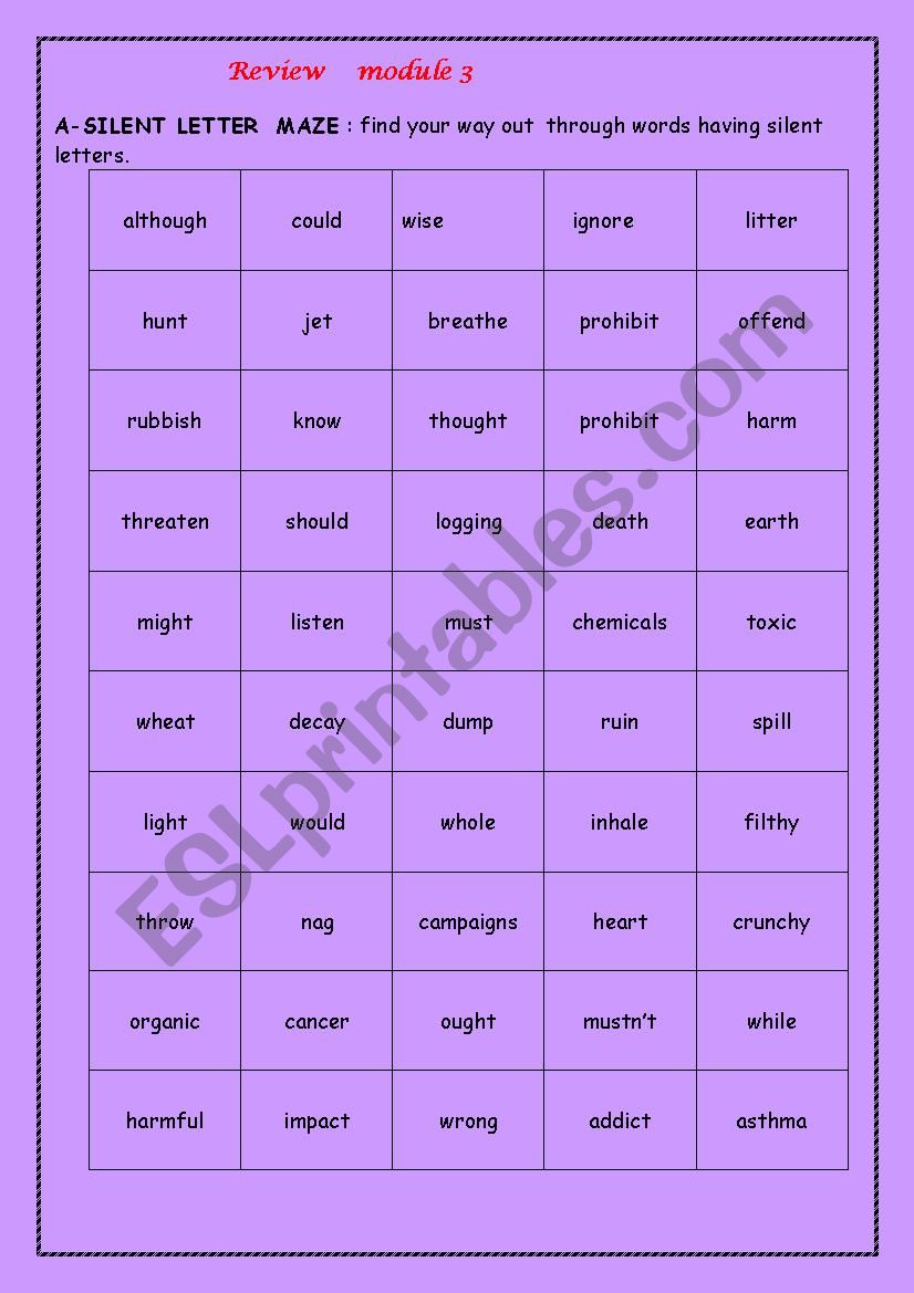 Review module 3 ,9th form worksheet