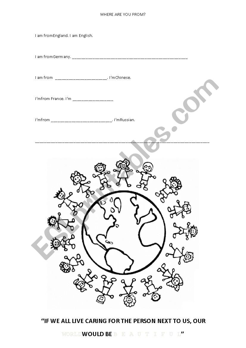 NATIONALITIES & PEACE worksheet