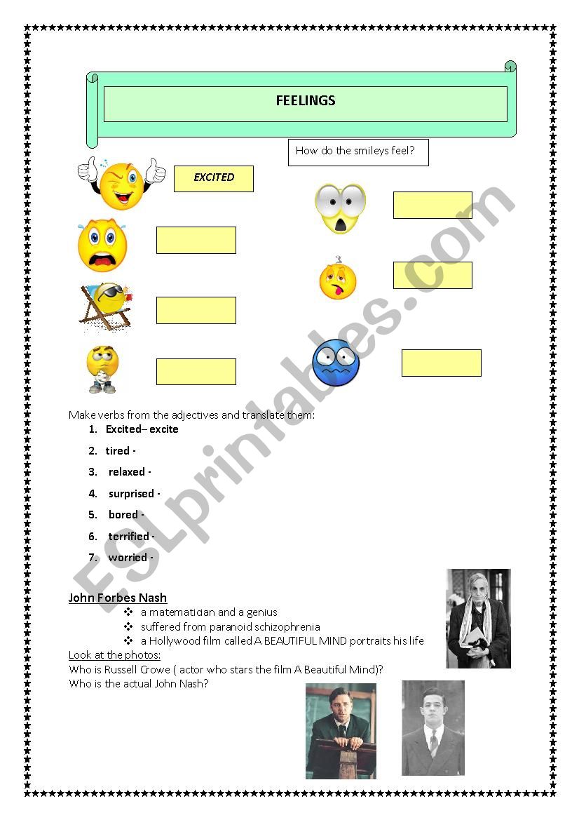 Feelings - John Nash worksheet