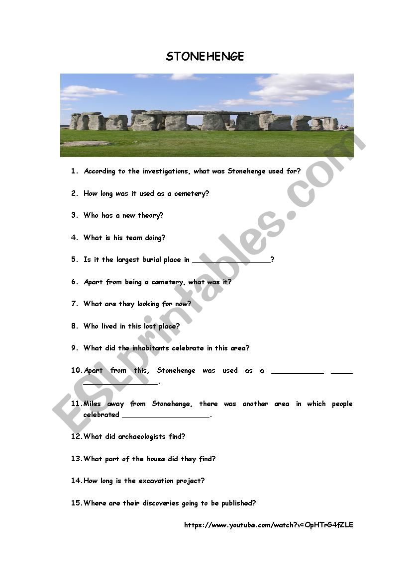 Stonehenge worksheet