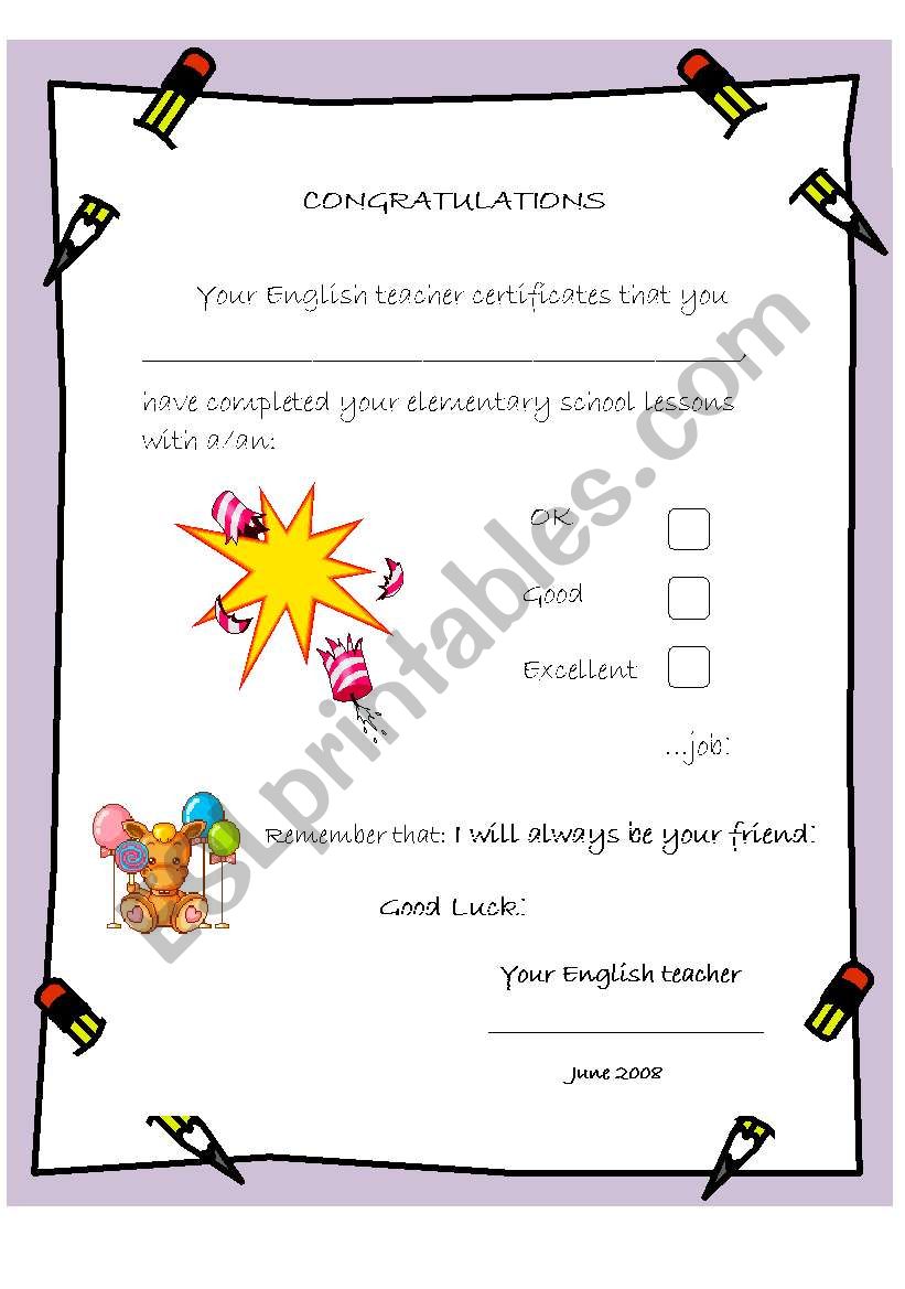 A great diploma for 4th graders