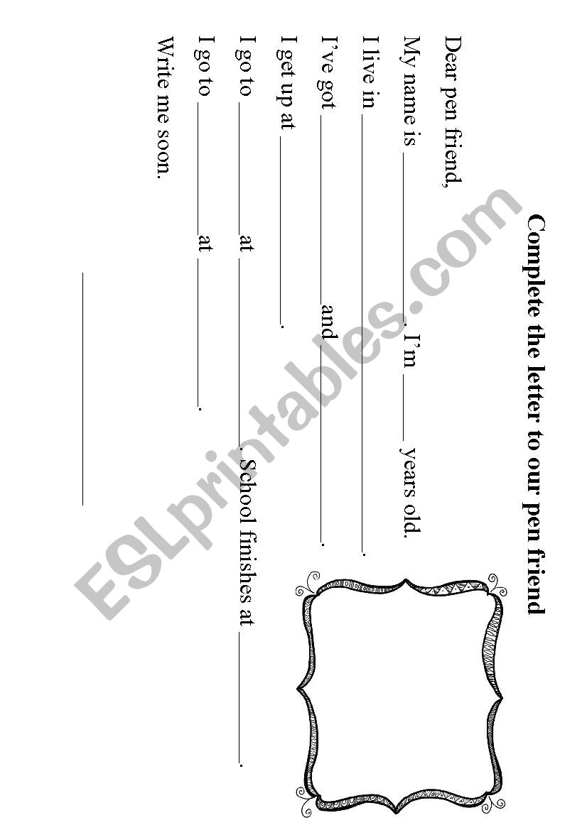 Letter to our pen friend! worksheet